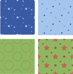 Collection with seamless patterns with cozy stars. Vector image.