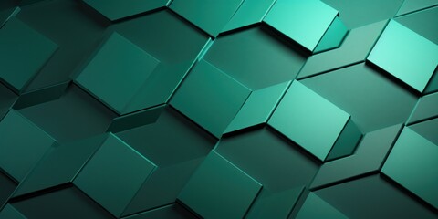 Mint Green dark 3d render background with hexagon pattern