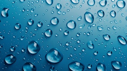 Abstract Water Droplets on Textured Blue Surface