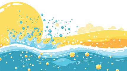 Fototapeta na wymiar A refreshing splash of bubbly water against a sunny background