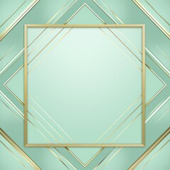 Mint Green velvet background with golden frame, luxury and elegant template for design. Vector illustration of mint green texture fabric with gold square border