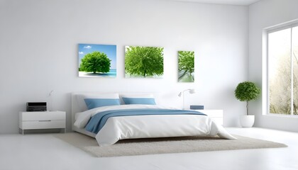 green apple, white room, white ambiance, blue water