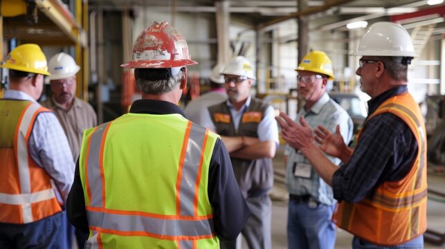 Factory workers conducting safety training sessions