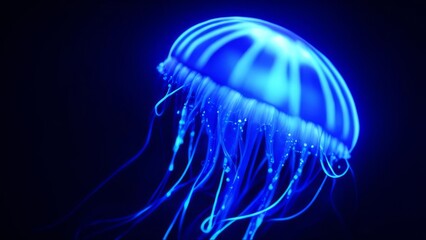 Neon jellyfish on a black background.