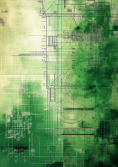 Obraz premium Abstract Green Blueprint Design Background for Graphics Design