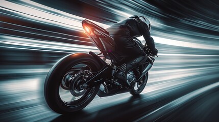 backside of motorcycle, motorcyclist going into warp speed