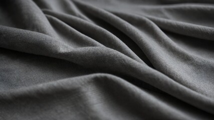 Intricate details of soft, grey fabric that elegantly draped, showcasing its gentle folds, subtle texture.