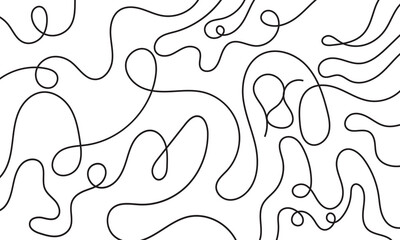 Noodle pasta seamless pattern vector background. Spaghetti curvy doodle pattern, Italian pasta background. Chinese abstract noodle pattern. ramen design black food wallpaper. Vector illustration. EPS