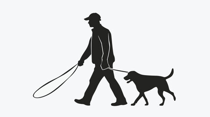 Walking the dog vector icon in black style for web vector