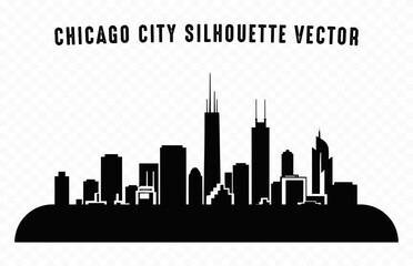 Chicago Skyline Silhouette Vector isolated on a white background