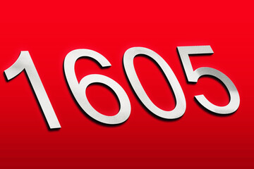 3D white logo design of number 1605 on red background.