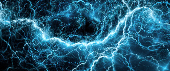 Blue glowing lightning - obrazy, fototapety, plakaty