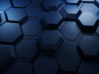 Obraz na płótnie Canvas Navy Blue dark 3d render background with hexagon pattern