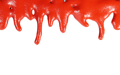 3d render of ketchup glaze or sauce strip in  top view for food or restaurant kitchen concept, in transparent background png.