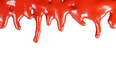 3d render of ketchup glaze or sauce strip in  top view for food or restaurant kitchen concept, in transparent background png.
