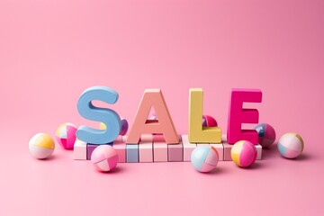 A pile with the word SALE written on top, against a pink background, providing high resolution photography with insanely detailed fine details of an isolated plain stock photo