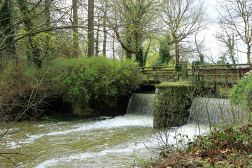 Sluice gate controlling the flow on the River Eden in Kent