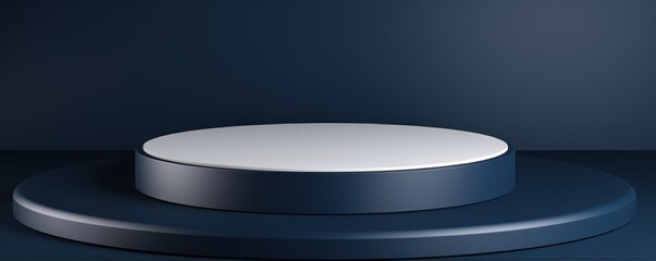 Navy Blue minimal background with cylinder pedestal podium for product display presentation mock up in 3d rendering illustration
