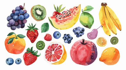 Watercolor illustration of summer fruits.