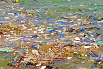 Disgusting Pile of Floating Garabage Debris in Mediterranean Sea Water Pollution