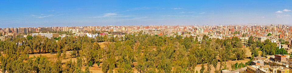 Panoramic View of Giza Town Egypt at Nice Winter Day