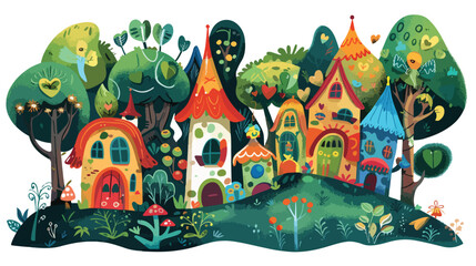 Whimsical fairy village hidden deep within the forest