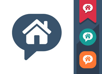 Chat Bubble Icon. Speech Bubble, Comment, Message, House, Home, Real Estate