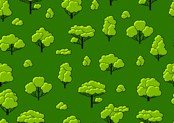 Pattern with trees. Spring or summer stylized plants.