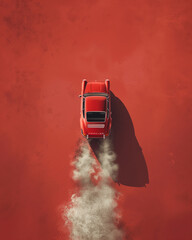 Red car shoot from above