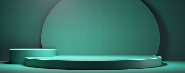 Mint Green podium background, platform for product presentation with empty space on dark studio wall vector illustration