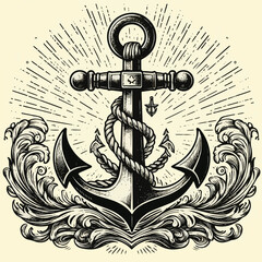 anchor sketch old engraving vector illustration. hand drawn vintage anchor old engraving vector illustration © Ranadhie