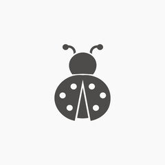 ladybug, ladybird icon vector flat design on white background. 
