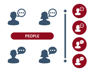 People Icons. Man, User, Avatar, Woman, Chat Bubble, Speech Bubble, Talking Icon