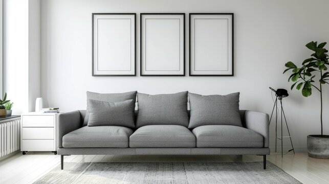 Modern Living Room with Elegant Sofa and Wall Art