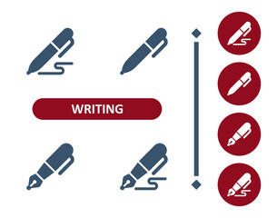 Writing Icons. Pen, Fountain Pen, Write Icon