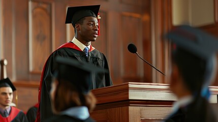Graduation Ceremony Speech: Confident Male Graduate Speaking
