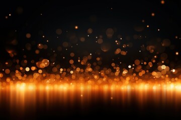 Fototapeta na wymiar Orange abstract glowing bokeh lights on a black background with space for text or product display