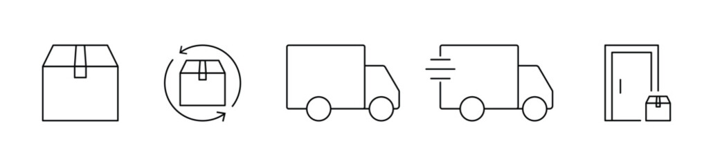 package delivery set of icon stock illustration.