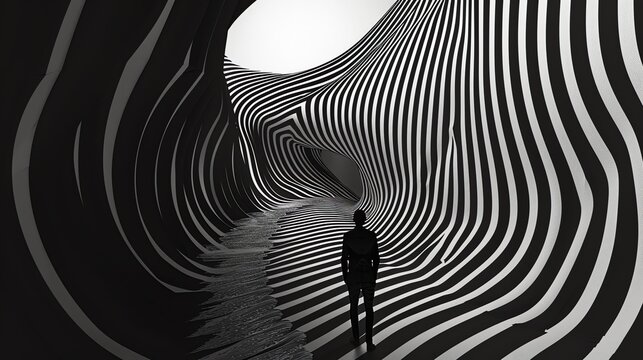 Explore the depths of the mind with a minimalist worms-eye view representation of Fear Utilize bold lines and negative space to evoke a sense of unease, Digital Rendering Techniques