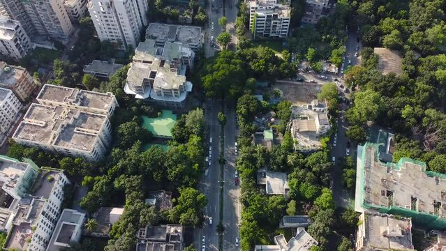 Beautiful Residential Area with Trees and Traffic Pretty Neighborhood of Banani Dhaka