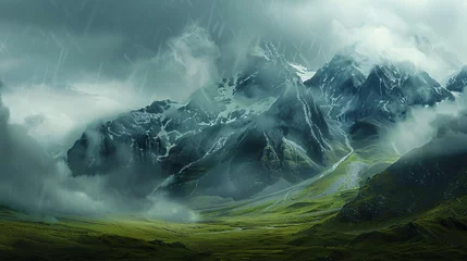 Foto op Plexiglas Abstract render of an alpine fantasy landscape  © Anas