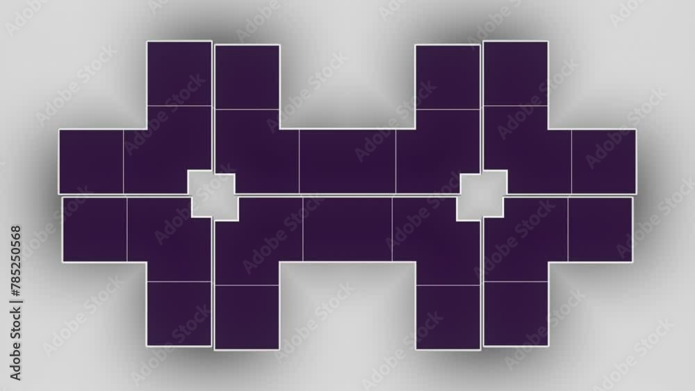 Poster Motion graphics of dancing squares and rectangles. 3d rendering loop animation