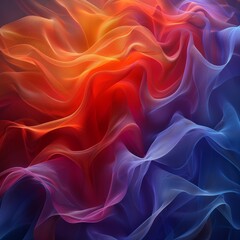 Fototapeta premium Abstract Painting of a Red, Orange, and Blue Wave