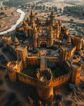 Bring your brand to life with a mystical twist Combine an aerial view fairytale scene with elements of the Mali Empire to create a captivating image that transports viewers to a different world Let th