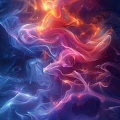 Fototapeta premium Colorful Smoke and Stars Abstract Background