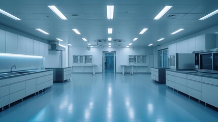 Empty modern laboratory interior with clean and sterile equipment