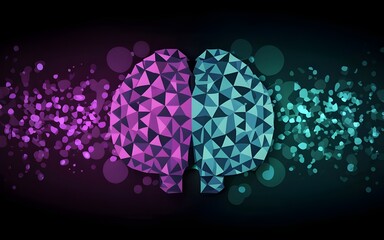 Glowing holographic human brain in hands, Generative AI illustration, photo. abstract photos, stock images, life stock, abstract images, abstract backgrounds	