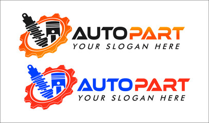 spare parts, auto part logo emblem design isolated on black background  - obrazy, fototapety, plakaty