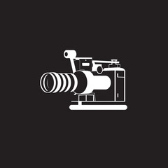 Cinematic Cinema Camera Vector Illustration with Dramatic Ocean Scene