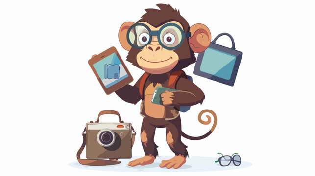 Tech Innovator Monkey with Gadgets Creative Genius An